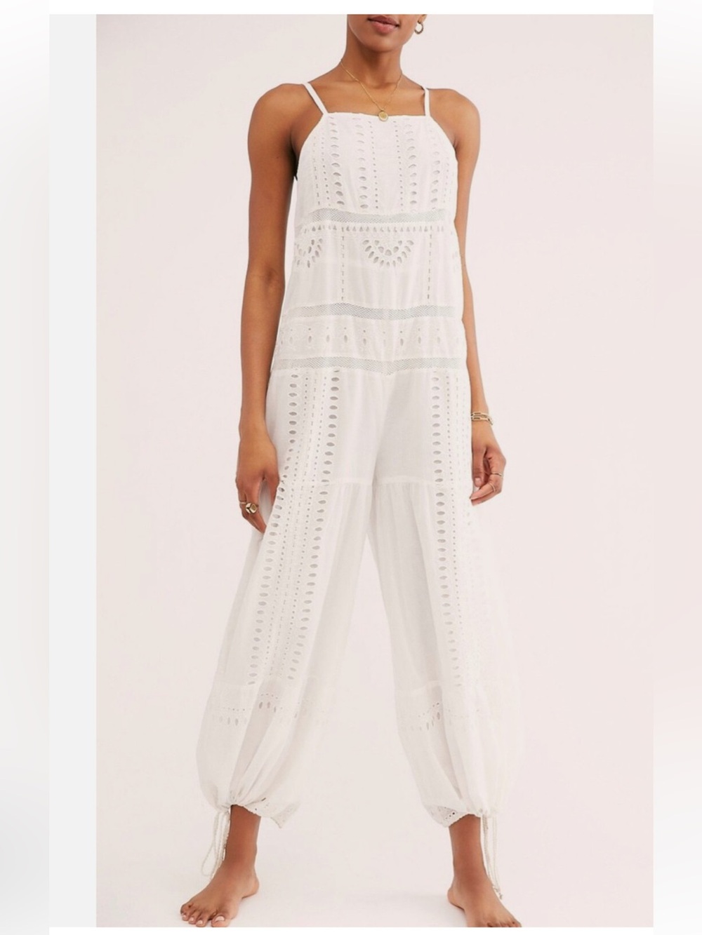 Free People White Eyelet Romper Jumpsuit
